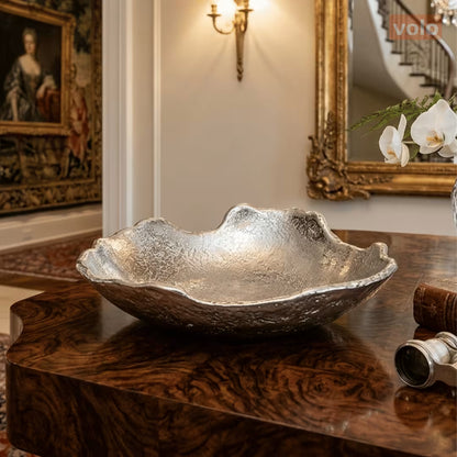 Hammered Decorative Bowl with Nickel Finish