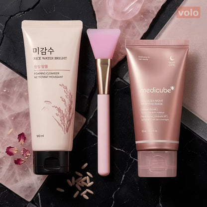 3 pc. Rice Water Face Wash and Mask with Brush