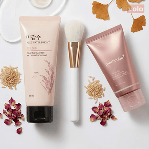 3 pc. Rice Water Face Wash and Mask with Brush